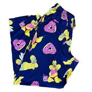 The Simpsons Homer Heart Donut Pajama Pants Mens Lounge Sleep Valentines L